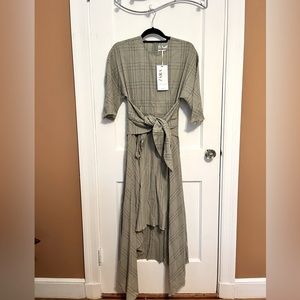 Zara Woman NWT Long Light Green Cotton Linen Dress